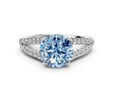 White gold Fancy Blue Round Cut Diamond Split Shank Pavé Engagement Ring with Four-Prong Setting_73