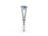 White gold Fancy Blue Round Cut Diamond Split Shank Pavé Engagement Ring with Four-Prong Setting_75