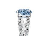 White gold Fancy Blue Round Cut Diamond Split Shank Pavé Engagement Ring with Four-Prong Setting_77