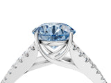 White gold Fancy Blue Round Cut Diamond Split Shank Pavé Engagement Ring with Four-Prong Setting_77