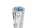 White gold Fancy Blue Round Cut Diamond Split Shank Ring with Pavé Band and Four-Prong Setting_109