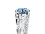 White gold Fancy Blue Round Cut Diamond Split Shank Ring with Pavé Band and Four-Prong Setting_61