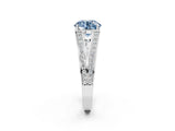 White gold Fancy Blue Round Cut Diamond Split Shank Ring with Pavé Band and Four-Prong Setting_64