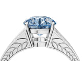 White gold Fancy Blue Round Cut Diamond Split Shank Ring with Pavé Band and Four-Prong Setting_66