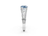 White gold Fancy Blue Round Cut Diamond Split Shank Ring with Pavé Band and Four-Prong Setting_98