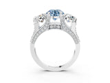 White gold Fancy Blue Round Cut Diamond Three-Stone Ring with Channel Set Band and Four-Prong Setting_64