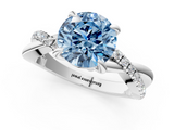 White gold Fancy Blue Round  Cut Diamond Twist Band Solitaire with Prong Setting_25