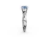 White gold Fancy Blue Round  Cut Diamond Twist Band Solitaire with Prong Setting_26