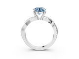 White gold Fancy Blue Round  Cut Diamond Twist Band Solitaire with Prong Setting_27