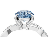 White gold Fancy Blue Round  Cut Diamond Twist Band Solitaire with Prong Setting_28