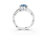 White gold Fancy Blue Round  Cut Diamond Twisted Band Engagement Ring with Prong Setting_6