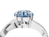 White gold Fancy Blue Round  Cut Diamond Twisted Band Engagement Ring with Prong Setting_7