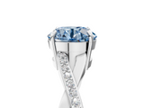 White gold Fancy Blue Round  Cut Diamond Twisted Band Engagement Ring with Prong Setting_8