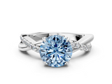White gold Fancy Blue Round  Cut Diamond Twisted Band with Pavé Setting and Four-Prong Setting_20