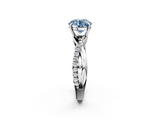 White gold Fancy Blue Round  Cut Diamond Twisted Band with Pavé Setting and Four-Prong Setting_22