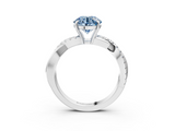White gold Fancy Blue Round  Cut Diamond Twisted Band with Pavé Setting and Four-Prong Setting_23