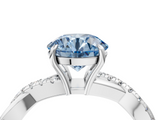 White gold Fancy Blue Round  Cut Diamond Twisted Band with Pavé Setting and Four-Prong Setting_24