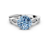 White gold Fancy Blue Round  Cut Diamond with Milgrain Marquise and Bezel Accents on a Solitaire Band with Prong Setting_184