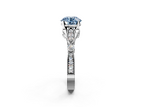 White gold Fancy Blue Round  Cut Diamond with Milgrain Marquise and Bezel Accents on a Solitaire Band with Prong Setting_184
