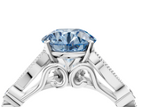 White gold Fancy Blue Round  Cut Diamond with Milgrain Marquise and Bezel Accents on a Solitaire Band with Prong Setting_186