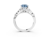 White gold Fancy Blue Round  Cut Diamond with Milgrain Marquise and Bezel Accents on a Solitaire Band with Prong Setting_187