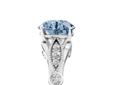 White gold Fancy Blue Round  Cut Diamond with Milgrain Marquise and Bezel Accents on a Solitaire Band with Prong Setting_187