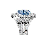 White gold Fancy Blue Round  Cut Double Halo Diamond Engagement Ring with Pave Band and Four-Prong Setting_43