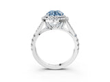 White gold Fancy Blue Round  Cut Double Halo Split Shank Diamond Ring with Prong Setting_52