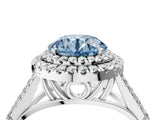 White gold Fancy Blue Round  Cut Double Halo Split Shank Diamond Ring with Prong Setting_53