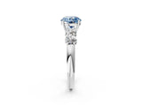 White gold Fancy Blue Round  Cut Five-Stone Prong Set Diamond Ring with Classic Band_119