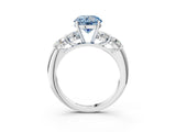 White gold Fancy Blue Round  Cut Five-Stone Prong Set Diamond Ring with Classic Band_120