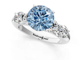 White gold Fancy Blue Round  Cut Five-Stone Prong Set Diamond Ring with Classic Band_95