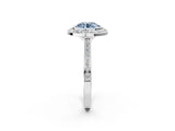 White gold Fancy Blue Round Cut Halo Bezel Diamond Pave Band Ring_2