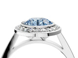 White gold Fancy Blue Round Cut Halo Bezel Diamond Pave Band Ring_4