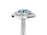 White gold Fancy Blue Round Cut Halo Bezel Diamond Pave Band Ring_5