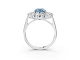 White gold Fancy Blue Round Cut Halo Cluster Diamond Ring with Pave Band and Four-Prong Setting_21