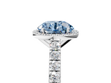 White gold Fancy Blue Round  Cut Halo Diamond Engagement Ring with Pave Band and Four-Prong Setting_33