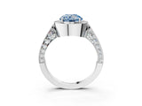 White gold Fancy Blue Round Cut Halo Diamond Engagement Ring with Split Shank Band and Four-Prong Setting_15
