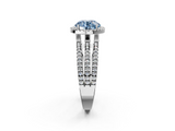 White gold Fancy Blue Round  Cut Halo Diamond Engagement Ring with Split Shank and Four-Prong Setting_22