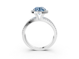 White gold Fancy Blue Round  Cut Halo Diamond Engagement Ring with Split Shank and Four-Prong Setting_23
