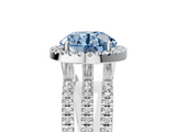 White gold Fancy Blue Round  Cut Halo Diamond Engagement Ring with Split Shank and Four-Prong Setting_25