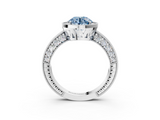 White gold Fancy Blue Round  Cut Halo Diamond Pave Band Ring with Four-Prong Setting_48