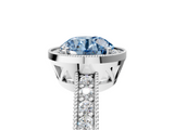 White gold Fancy Blue Round  Cut Halo Diamond Pave Band Ring with Four-Prong Setting_50