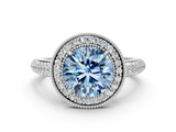 White gold Fancy Blue Round  Cut Halo Diamond Pave Band with Four-Prong Setting_37