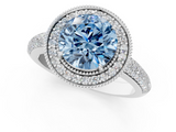 White gold Fancy Blue Round  Cut Halo Diamond Pave Band with Four-Prong Setting_38