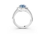 White gold Fancy Blue Round  Cut Halo Diamond Pave Band with Four-Prong Setting_40