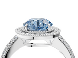 White gold Fancy Blue Round  Cut Halo Diamond Pave Band with Four-Prong Setting_41