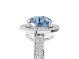 White gold Fancy Blue Round  Cut Halo Diamond Pave Band with Four-Prong Setting_42