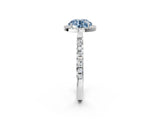 White gold Fancy Blue Round Cut Halo Diamond Pave Band with Prong Setting_20