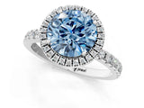 White gold Fancy Blue Round Cut Halo Diamond Pave Band with Prong Setting_25